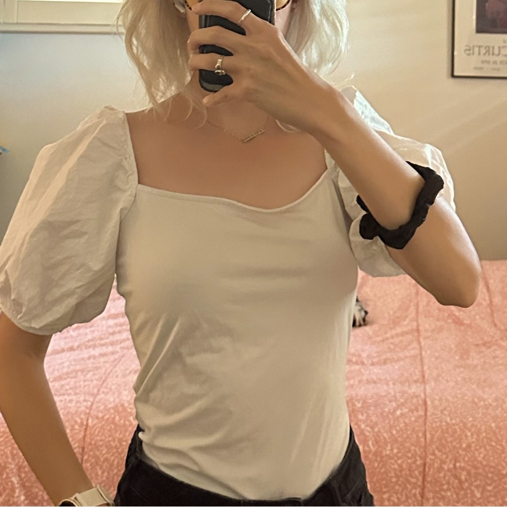 White Puff Sleeve Blouse